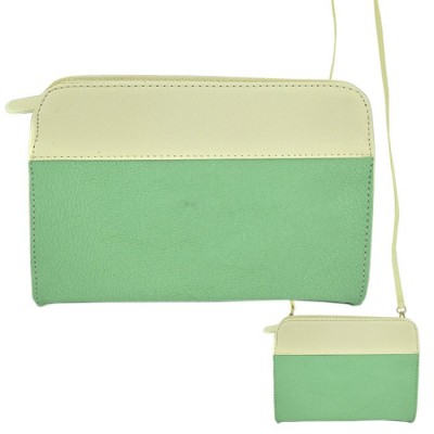 9015- MINT/WH PU LEATHER CROSS BODY/ SHOULDER BAG